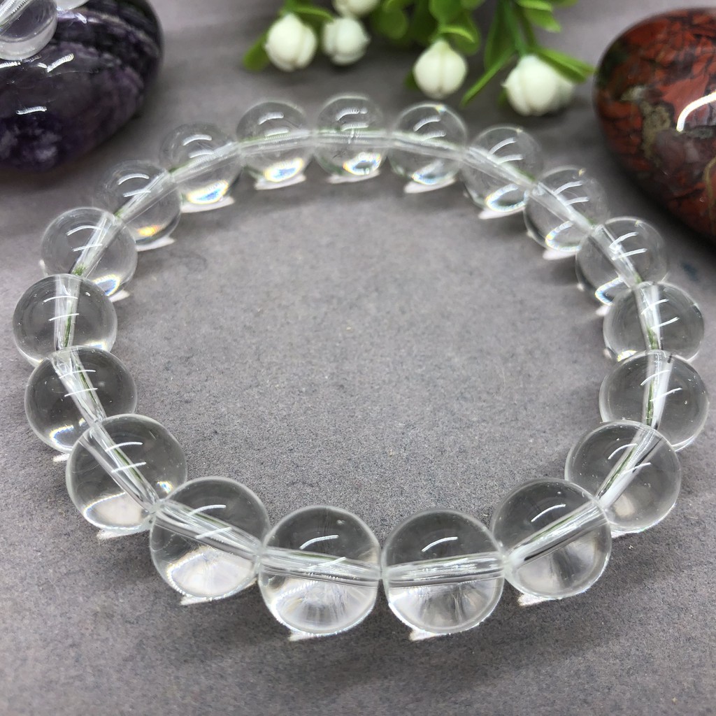 Vòng Tay Chuỗi Hạt Đá Thạch Anh Màu Trắng Kích Thước 6 / 8 / 10 / 12mm