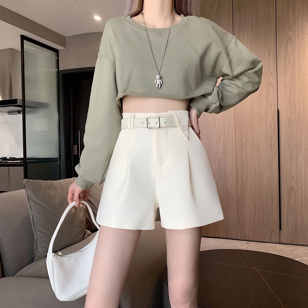 Quần đùi short nữ ống rộng lưng cao tam giác đẹp cá tính 37