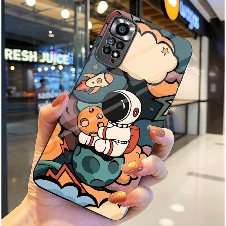 Ốp Lưng XIAOMI REDMI NOTE 11S, NOTE 11 4G, NOTE 11 5G , NOTE 11 PRO, NOTE 11 PRO 5G Ốp kính bóng cao cấp Phi Hành Gia