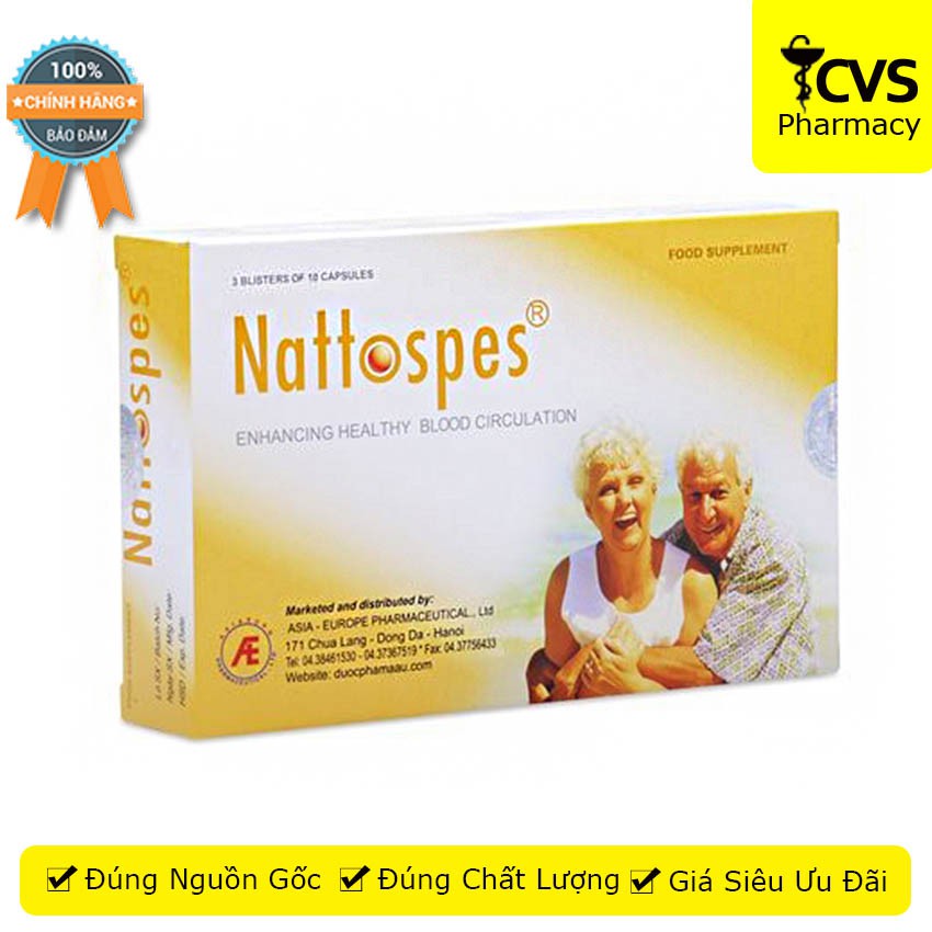 Nattospes - Viên uống hỗ trợ phòng ngừa tai biến, tăng tuần hoàn và lưu thông máu, ổn định huyết áp - cvspharmacy