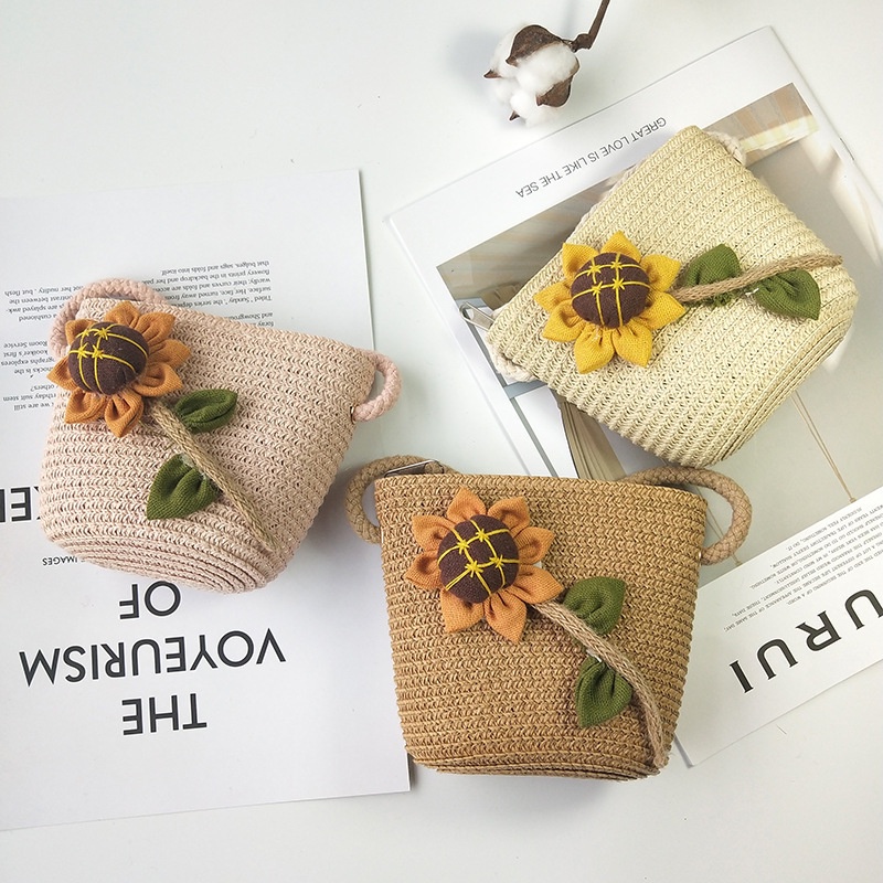 Túi cói đeo chéo mini phiên bản Hàn quốc siêu xinh cho bé từ 1 đến 5 tuổi
