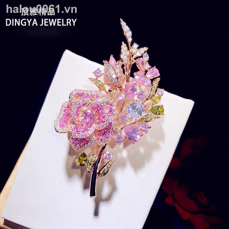 ✿Ready stock✿  One Tree Flower Brooch High-end Luxury Rose Suit Cheongsam Ladies Accessories (Single)