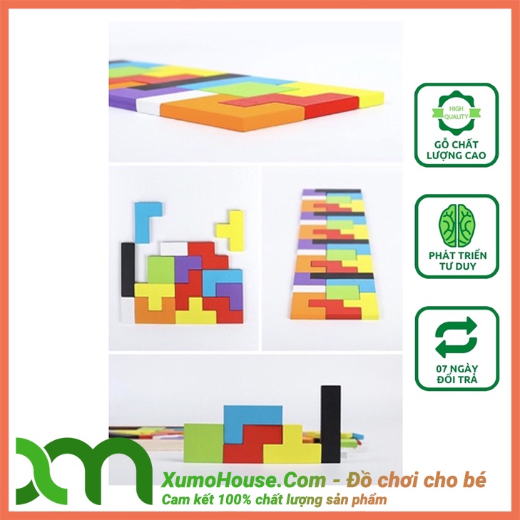 Đồ chơi xếp gạch bằng gỗ, Tetris ghép hình phát triển tư duy cho bé Đồ Chơi Trí Tuệ Cho Bé