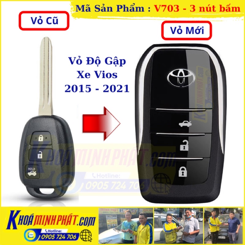 Vỏ Độ Gập Chìa Khoá Xe Toyota Vios 2015 đến 2022