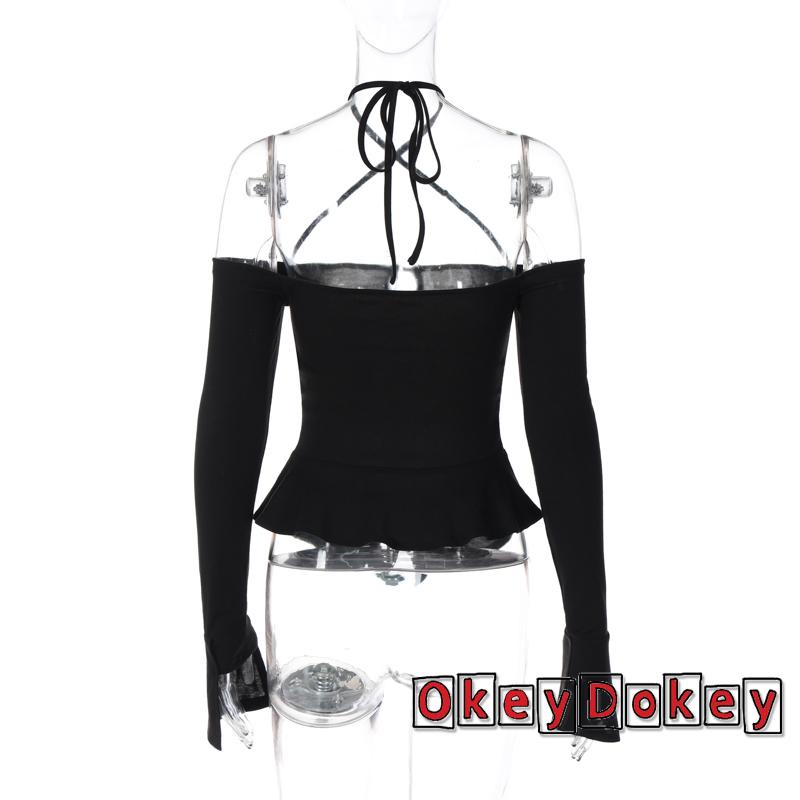 Áo Croptop Tay Dài Khoét Vai Gợi Cảm Y2K Cho Nữ