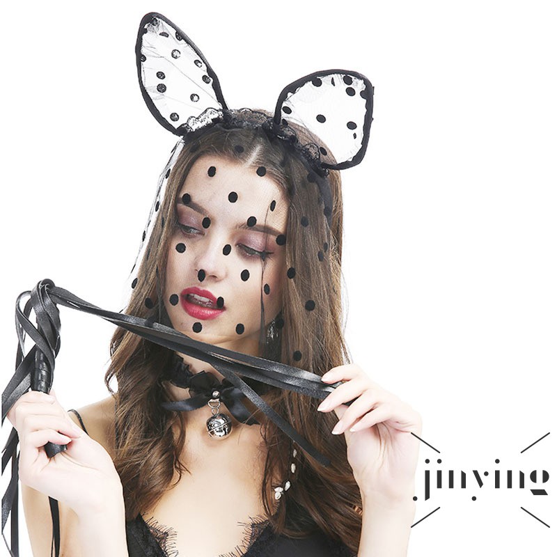 GETNOIVAS ❤S Wind Handmade Large Dot Veil Lace Decoration Sexy Accessories Cat Rabbit Ears Fashion Headband Se