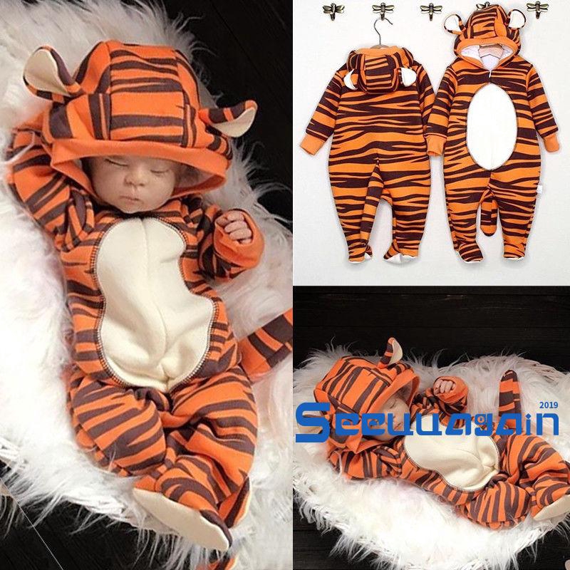 Áo liền quần hóa trang con hổ có mũ trùm đầu đáng yêu dành cho em bé