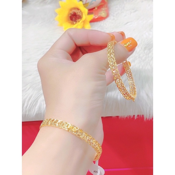 Vòng tay nữ kiểu kim tiền dát vàng 18 cao cấp mẫu mới cực xinh