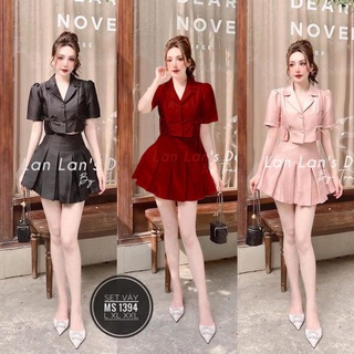 Set vest áo croptop nơ phối chân váy bigsize