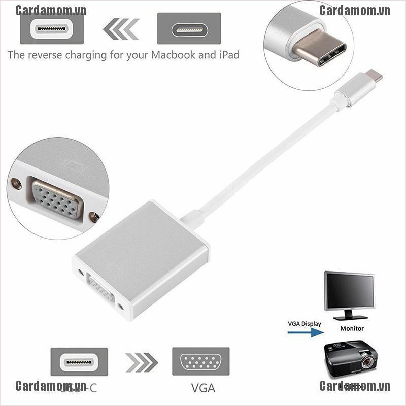 {carda} USB 3.1 Type C To VGA Adapter Cable USB-C Male To VGA 1080p Female Converter{LJ}