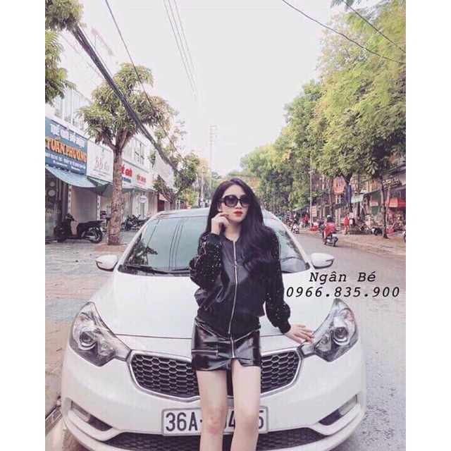 Áo khoác da phối kim tuyến kèm ảnh thật