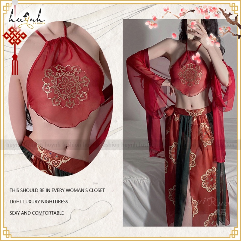 Đồ Hóa Trang Áo Choàng Kèm Yếm Cổ Trang Trung Hoa Cao Cấp Sexy Chinese Hanfu Cosplay - CO17