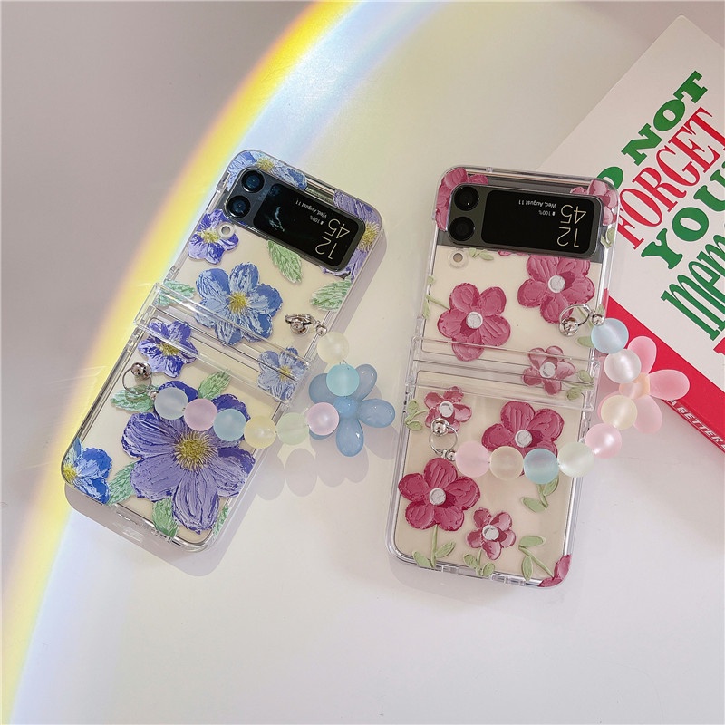 Ốp Điện Thoại Nắp Gập Trong Suốt Họa Tiết Hoa Dễ Thương Chống Sốc Cho Samsung Galaxy Z Flip 4 Z Flip 3 Zflip 3 Z Flip 4 Flip 3