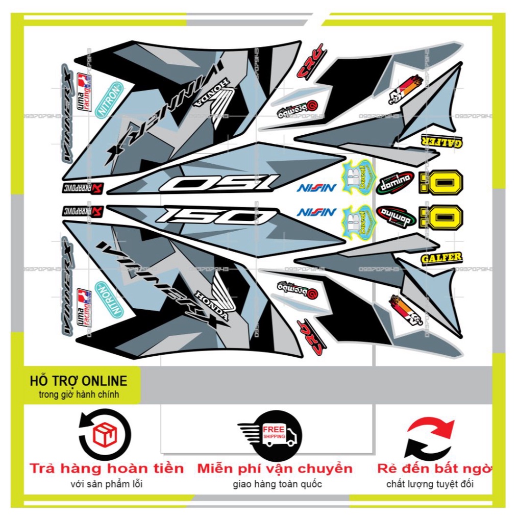 TEM XE WINNER X DÁN XE ĐEN -- SHIN DECAL 2