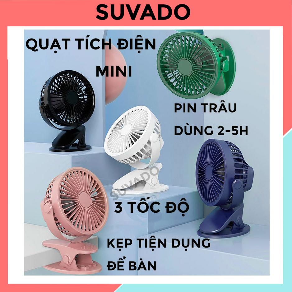 Quạt Mini Quạt Kẹp Để Bàn, 3 Tốc Độ Tích Điện Sạc Pin Xoay 360 Độ Thích Hợp Cho Dân Văn Phòng A8 SUVADO
