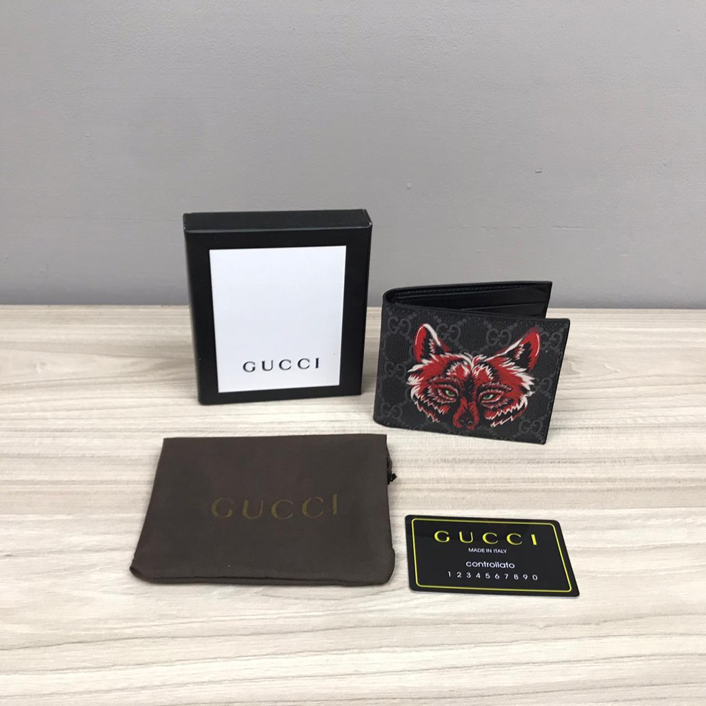 Ví Gucci Gập Đôi In Hình Rắn / Ong / Hổ Cá Tính Cho Nam