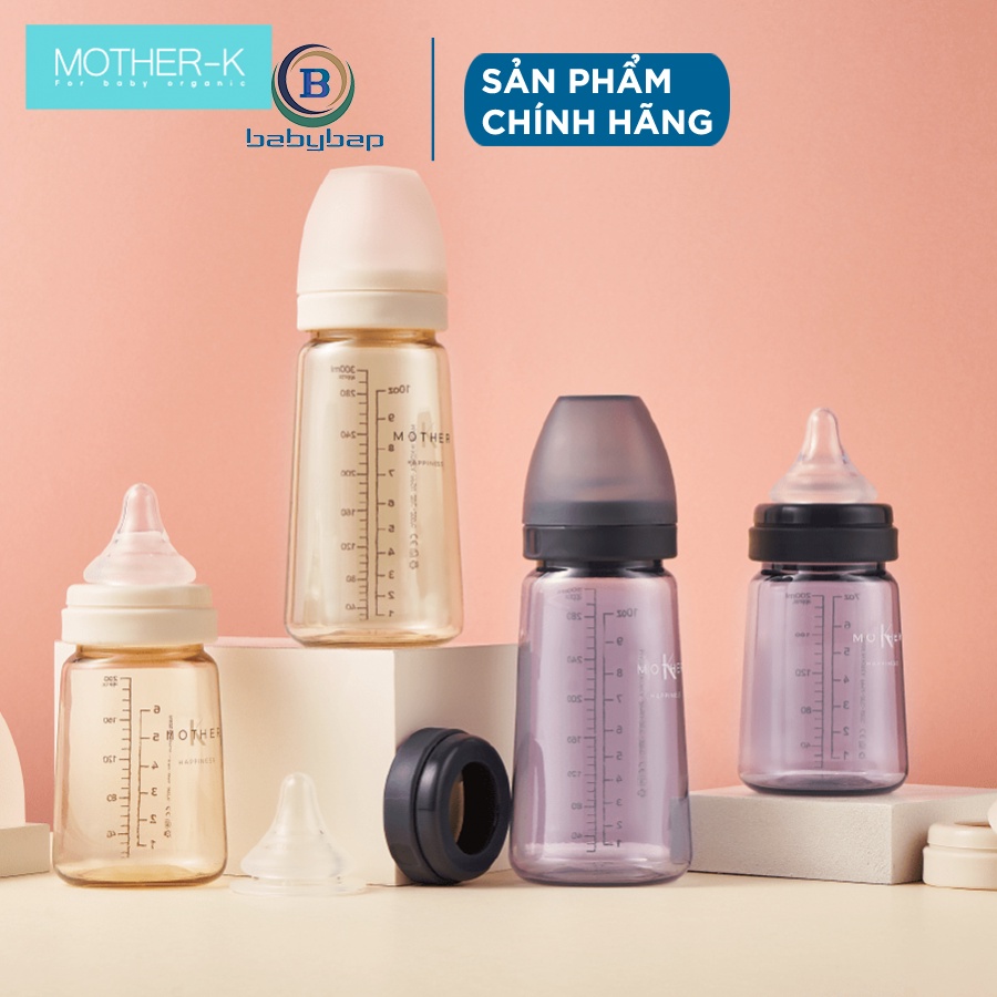 Bình Sữa PPSU Hàn Quốc Mother-K Chịu Nhiệt Đến 200 Độ C 180ml/280ml