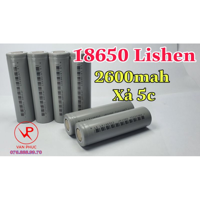 [Mã ELFLASH3 hoàn 10K xu đơn 20K] Pin 18650 Lishen xám 2600mah xả 5c