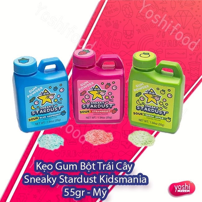 Kẹo Gum Bột Trái Cây Sneaky Stardust Kidsmania 55gr - Mỹ