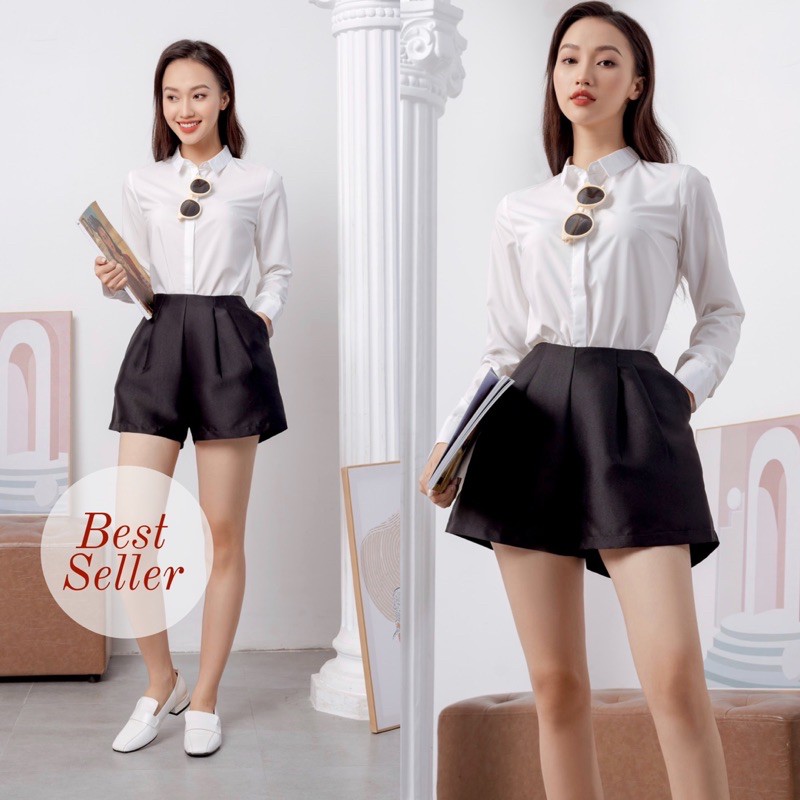 SƠ MI TRẮNG TRƠN CHIẾT EO NHẸ COTTON LỤA KHÔNG NHĂN NHÀU BASIC CÔNG SỞ XUÂN HÈ THU ĐÔNG CỔ LÁ NHỎ AHOLIC | BigBuy360 - bigbuy360.vn