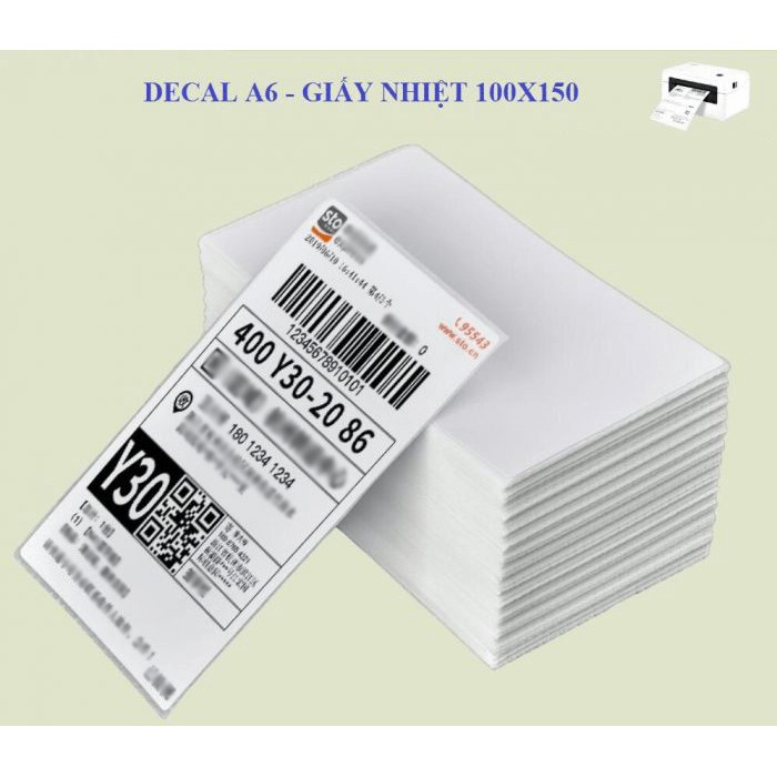 Giấy in nhiệt tự dán không bị phai chữ kích thước A6 100x150 (1000 tờ)