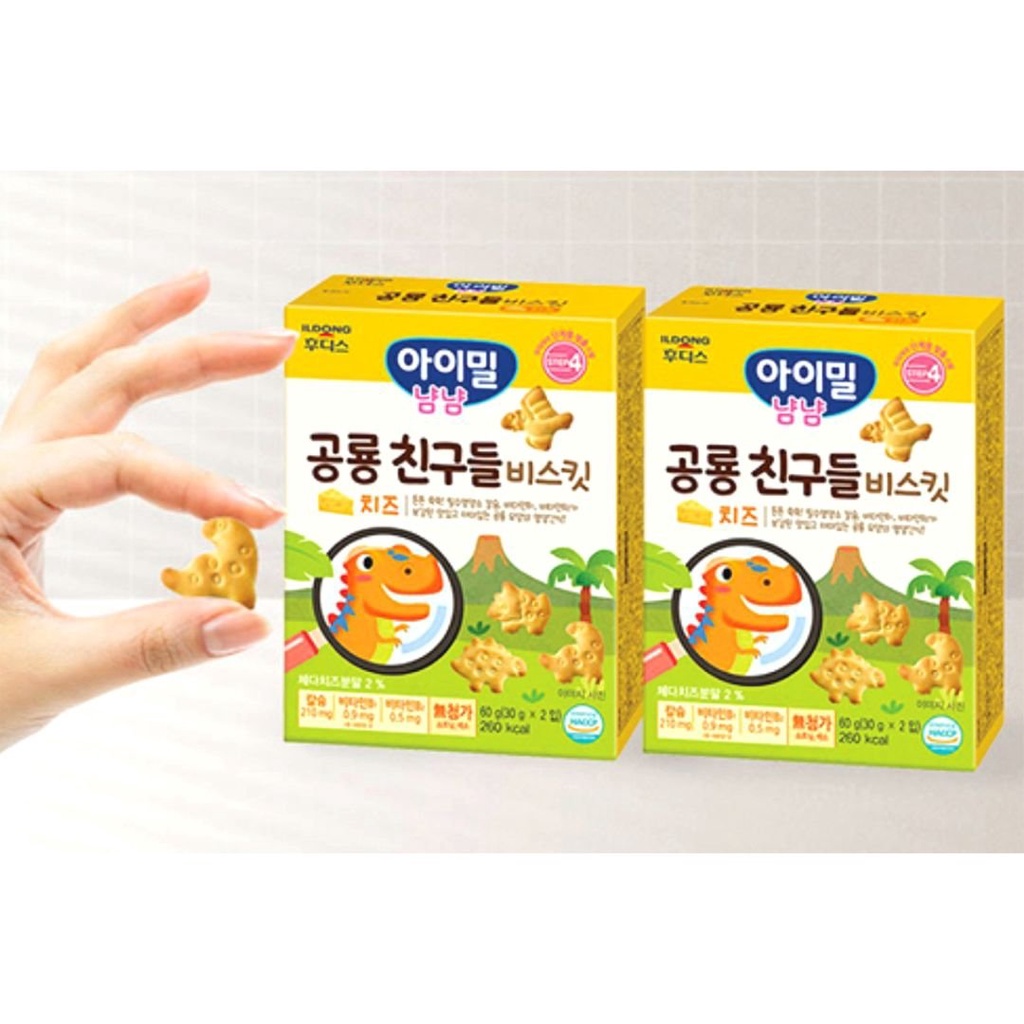 Bánh quy phô mai khủng long Ayiyum từ Ildong Hàn Quốc cho bé gói 60g