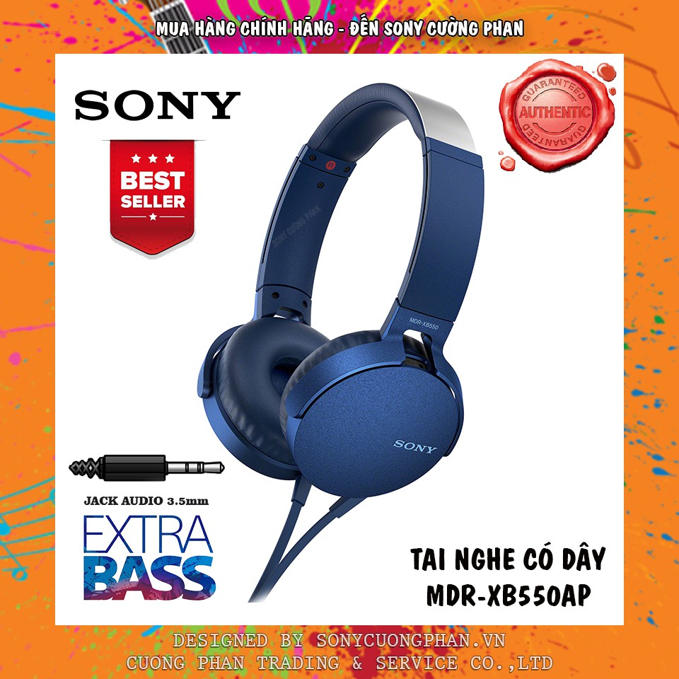 Tai Nghe Extra Bass Sony XB550AP - Hàng Chính Hãng Sony Việt Nam - Bảo Hành 12 Tháng