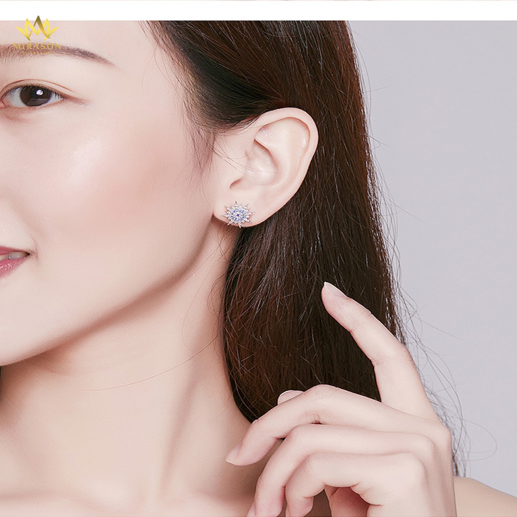 Khuyên Tai Bạc Nữ MIRASON Mặt Trời Nạm Đá Màu Sắc MBT036 - Bông Tai Nữ Bạc 925 Cao cấp