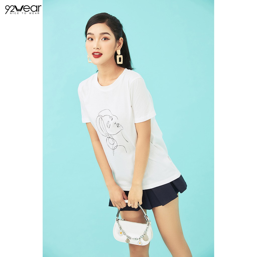 Áo thun nữ in hình cô gái trẻ trung, mềm mại, thoáng mát ATW0724 - 92wear | BigBuy360 - bigbuy360.vn