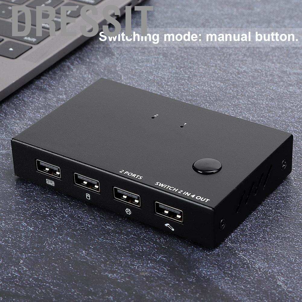 Công Tắc Kvm Usb2.0 2 Trong 4 Cho Máy In, Bàn Phím Uk204