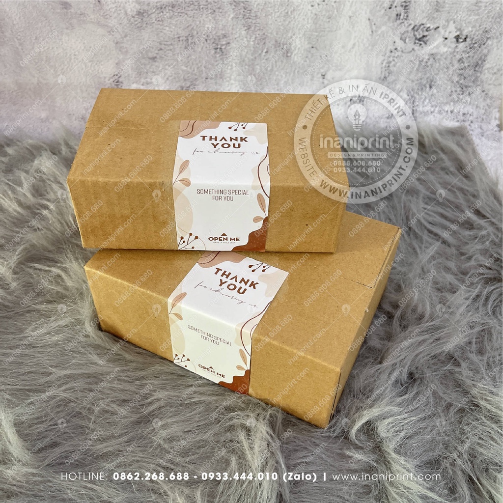 Tem Nhãn Dán Hộp Carton, Tem Cám Ơn Thank You Dán Niêm Phong Hộp Carton Giá Rẻ - Size 11x5.5cm - Có Keo Mặt Sau Dán