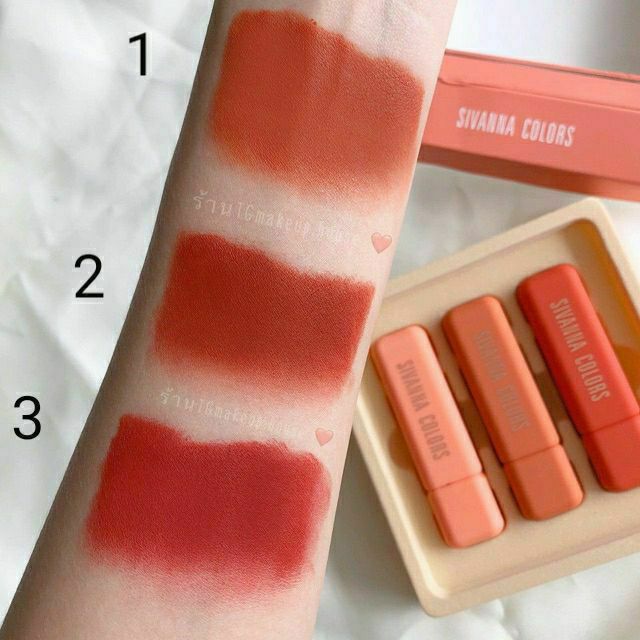 (Auth 100%)  set  son thỏi 3 cây sivanna color luxury mousse matte lipstick