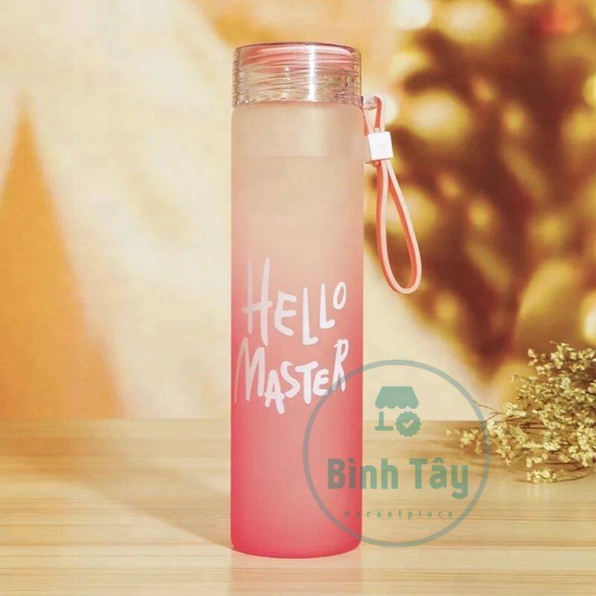 [GIÁ SỈ]  BÌNH THUỶ TINH ĐỰNG NƯỚC IN CHỮ HELLO MASTER MÀU SẮC 420ML ML-A001