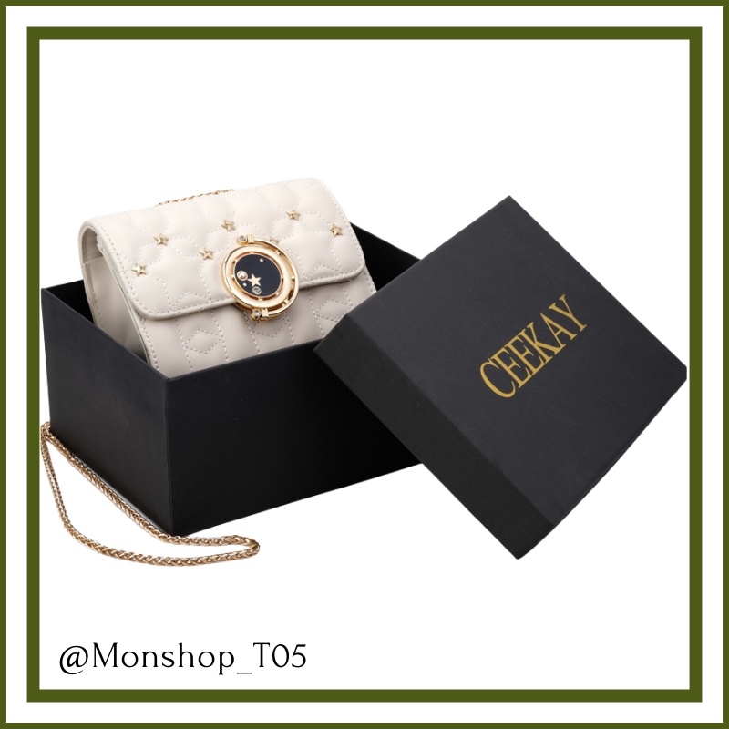 🌸sẵn🌸 Túi xách da mềm đeo chéo nữ CEEKAY chính hãng họa tiết ngôi sao khóa tròn - T05