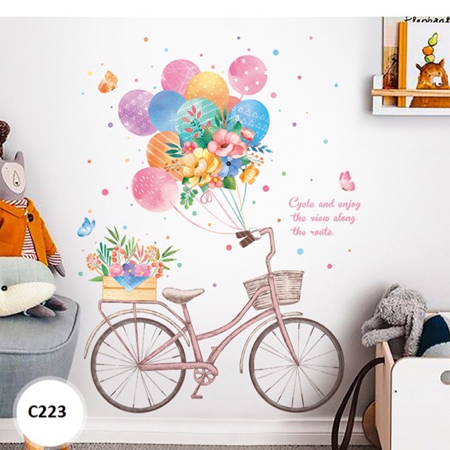 Decal hàn quốc xe đạp bóng bay