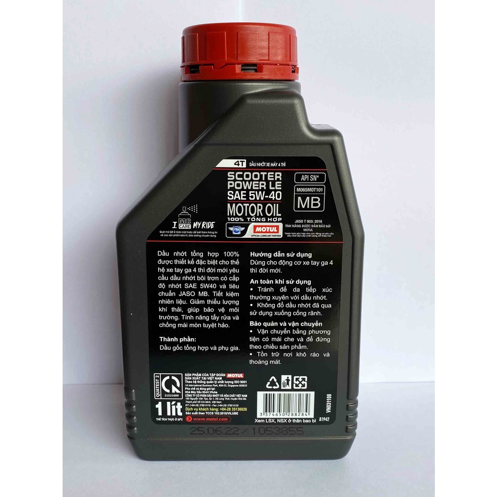 Nhớt MoTul Scooter Power 5W40 Tổng Hợp Cho Xe Tay Ga Cao Cấp