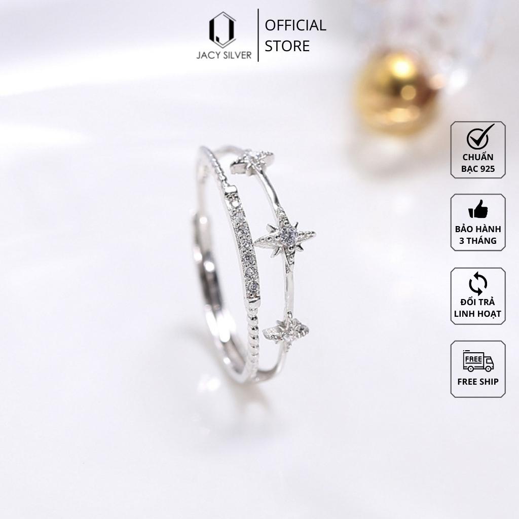 Nhẫn Bạc 925 Sao Băng 2 Lớp, Nhẫn Bạc Ý Cho Nữ Jacy Silver NN1035
