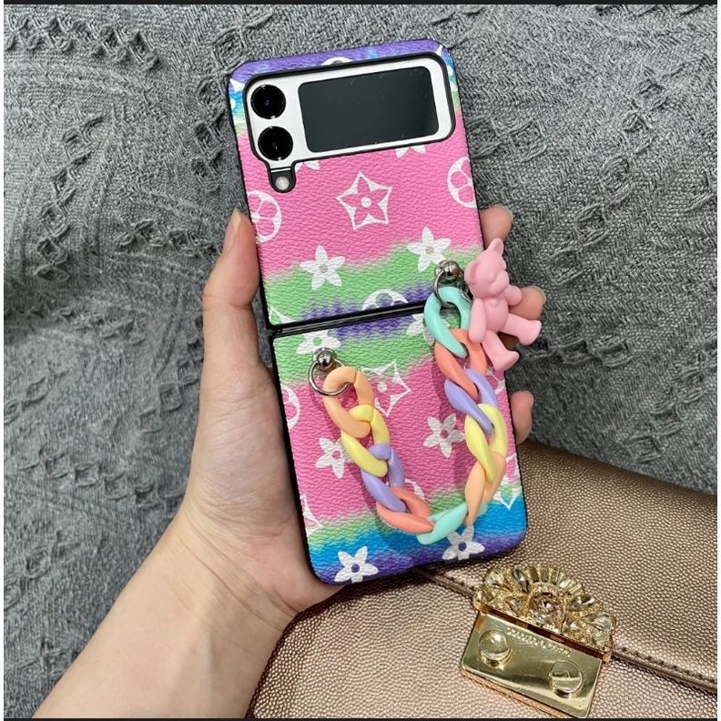 [HÀNGSẴN] Ốp lưng Samsung Z Flip 3 / Z Flip 4 có dây màu pastel charm gấu xinh xắn / Z Flip3 / ZFlip3 / Z Flip4/ ZFlip4