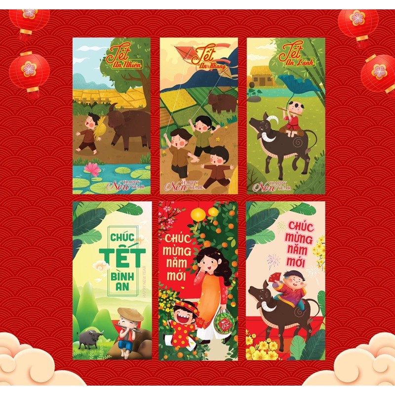 Sỉ 500- 1000 lixi mẫu mới 2021 giấy đẹp tặng túi nilon