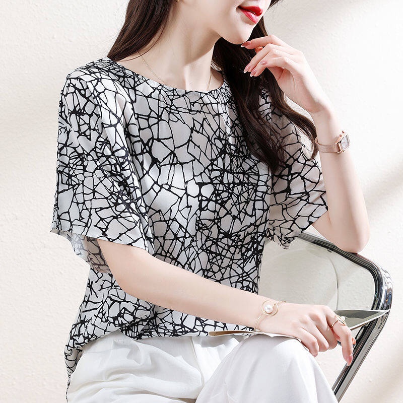 Áo Thun Tay Ngắn Cổ Tròn Dáng Rộng Thời Trang Mùa Hè Phong Cách Hàn Quốc Cho Nữ Plus Size