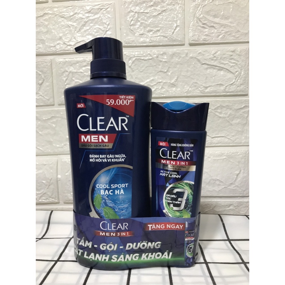 DẦU GỘI CLEAR 630g tặng kèm chai clear men 140g