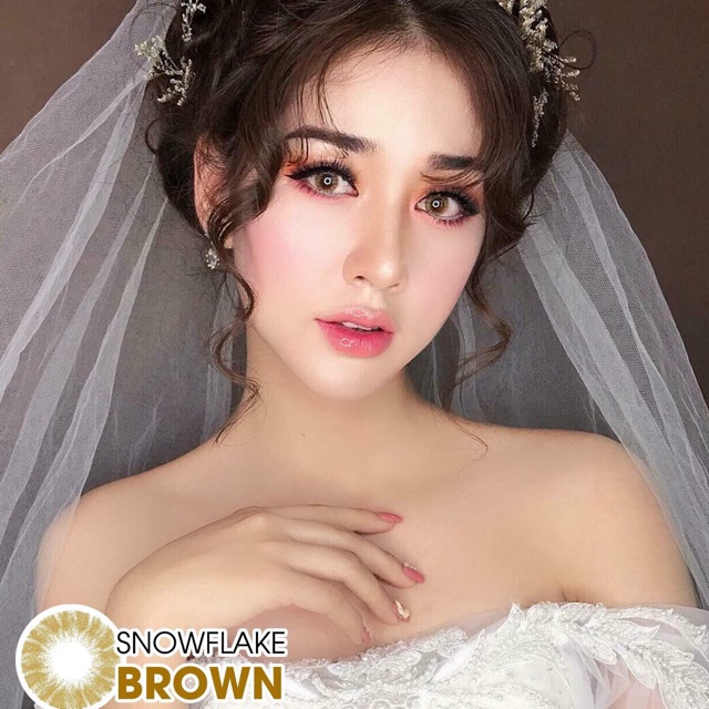 Kính áp tròng SNOWFLAKE BROWN 0-6 độ , tặng kèm khay gương