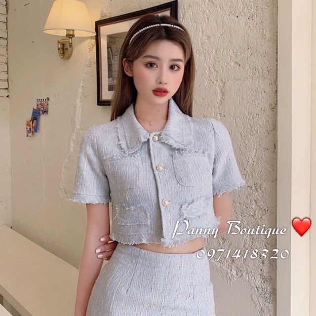[Order có ảnh thật] Set tweed xanh pastel áo croptop kèm chân váy 🐳,  style ulzzang Hàn Quốc 🌻 Panny Boutique 🌻 | BigBuy360 - bigbuy360.vn