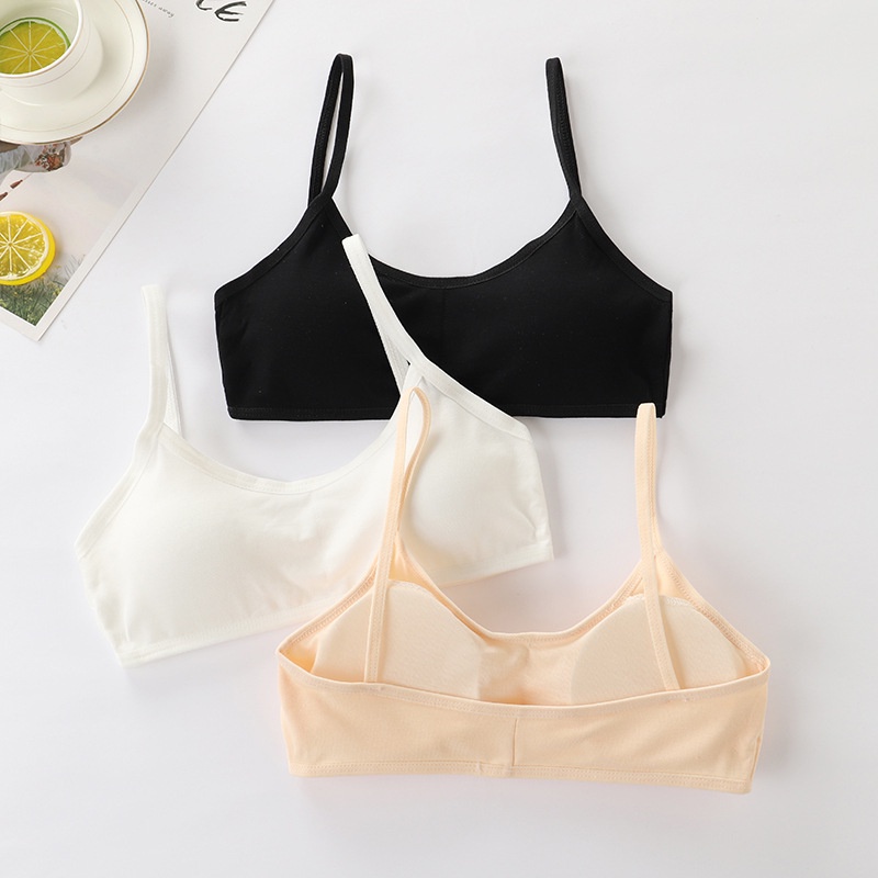 Áo Ngực Cotton Thoáng Khí Màu Sắc Đơn Giản Cho Bé Gái 12-16 Tuổi
