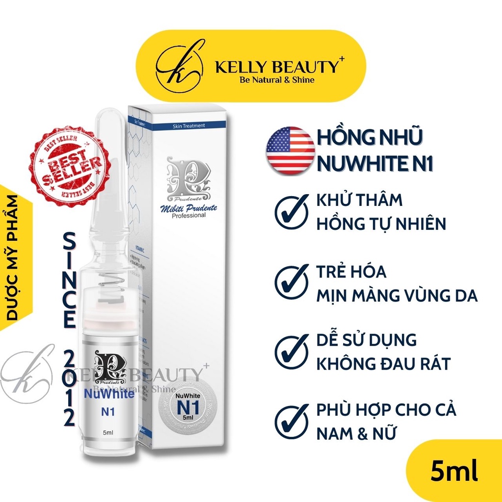 Dưỡng Hồng Nhũ Hoa Nuwhite N1 MIBITI PRUDENTE USA - Hồng Tự Nhiên, Màu Tươi và Đều, Cam Kết Hiệu Quả | Kelly Beauty