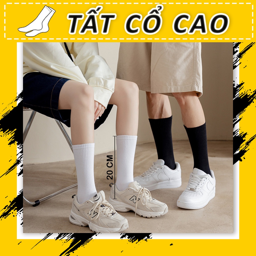 Tất Cao Cổ Nữ Nam Cotton Thoáng Mát Co Dãn Tốt, Vớ Dài Nam Nữ Cao Cổ Hàn Quốc Free size