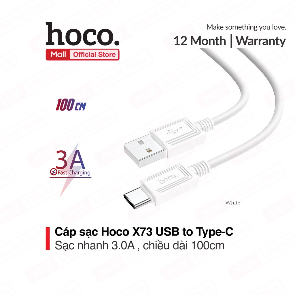 Cáp sạc và truyền dữ liệu Hoco X73 hỗ trợ sạc 2.4A/3.0A chất liệu TPE dài 100cm dành cho Smartphone.