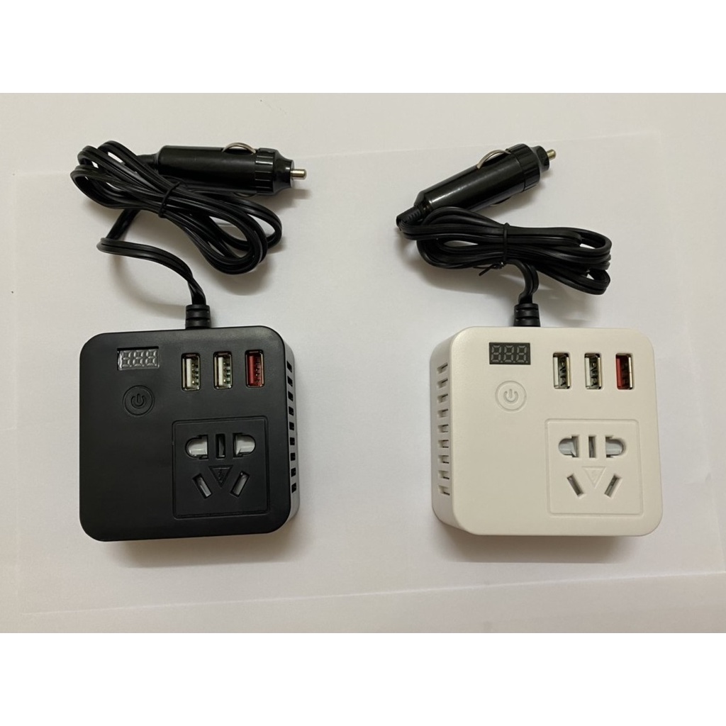 Bộ Chuyển Đổi Điện 60W 12V/24V Sang 110V/220V Cho Xe hơi, biến tần ô tô DC 12V/24V sang AC 110V/220V- có sạc nhanh QC3.0