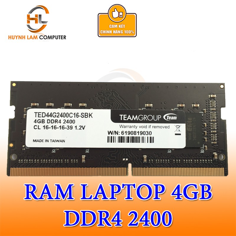 [Mã ELMS05 giảm 5% đơn 300k]Ram Laptop 4GB DDR4 Bus 2400 Teamgroup Networkhub phân phối