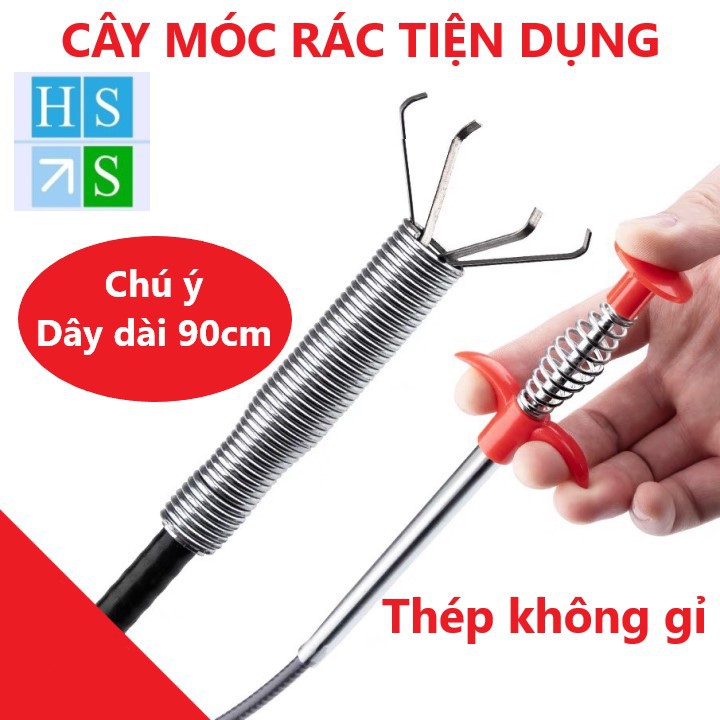 DỤNG CỤ GẮP RÁC ( Dài 90cm ) que móc rác cây thông tắc bồn chậu rủa nhà vệ sinh nhà tắm ống cống SIÊU TIỆN LỢI - HS Shop